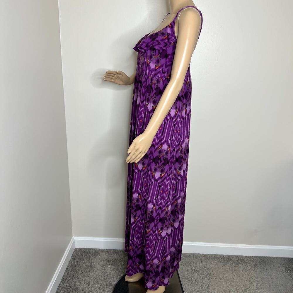 Elle Purple Patterned Ruffle Maxi Dress - Picture 2 of 9